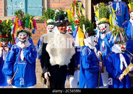 Rhöner Maskenfastnacht, Oberelsbach, Rhön-Grabfeld, Franconia, Baviera, Germania, Foto Stock