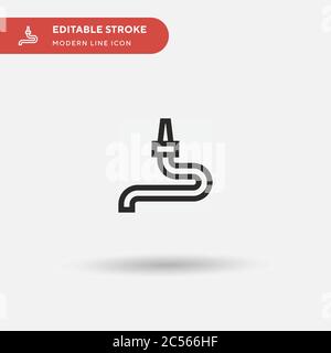 Icona vettore semplice tubo dell'acqua. Modello di disegno simbolo illustrazione per elemento UI mobile Web. Pittogramma moderno a colori perfetto su tratto modificabile. Icone di tubi flessibili per il vostro progetto di affari Illustrazione Vettoriale