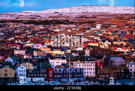 Impressione mattutina a Tórshavn, Isole Faroe Foto Stock