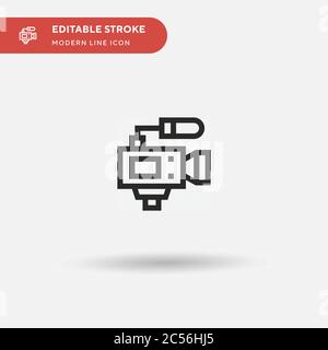 Icona vettoriale semplice per videocamera. Modello di disegno simbolo illustrazione per elemento UI mobile Web. Pittogramma moderno a colori perfetto su tratto modificabile. Icone di videocamera per il vostro progetto aziendale Illustrazione Vettoriale