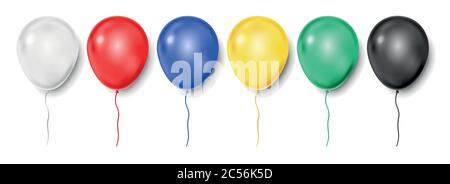 Insieme di palloncini colorati e realistici isolati. Palloncini volanti lucidi per le feste, compleanno, festa, Festival, matrimonio. Illustrazione vettoriale Illustrazione Vettoriale