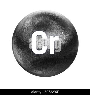 Simbolo cromato. Minerale essenziale per la salute umana. Rendering 3D. Icona minerale. Foto Stock