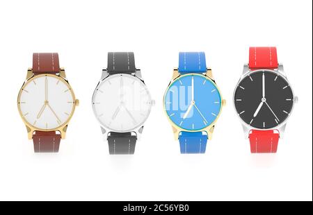 Orologio moderno. Set colorato. illustrazione del rendering 3d Foto Stock