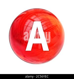 Molecola di vitamina A sfera per la farmacia medica sanitaria. Simbolo luminoso della vitamina A. icona della vitamina. Rendering 3D Foto Stock
