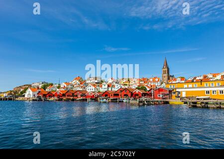 Vista sulla città di Fjällbacka, Västergötland, Svezia Foto Stock