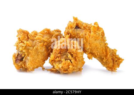 Foto di zampe di pollo fritte croccanti su sfondo bianco Foto Stock