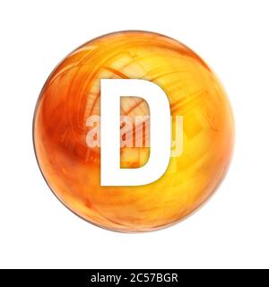 Molecola di vitamina D per la medicina sanitaria. Simbolo luminoso della vitamina D. icona della vitamina. Rendering 3D Foto Stock
