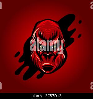 Pericoloso arrabbiato king kong testa vettore disegno. Il miglior design dell'illustrazione per il tuo design degli elementi. Illustrazione vettoriale EPS.8 EPS.10 Illustrazione Vettoriale