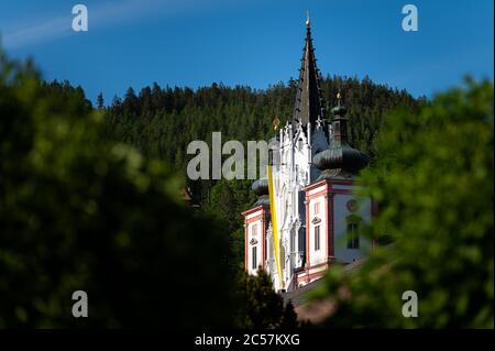 Basilica della nascita della Vergine Maria a Mariazell (Austria). Questa è la più importante meta di pellegrinaggio in Austria e una delle più visi Foto Stock