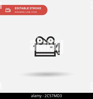 Icona vettore semplice della vecchia fotocamera. Modello di disegno simbolo illustrazione per elemento UI mobile Web. Pittogramma moderno a colori perfetto su tratto modificabile. Icone delle vecchie videocamere per il progetto aziendale Illustrazione Vettoriale