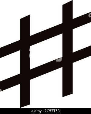 simbolo hashtag stile silhouette icona disegno vettoriale illustrazione Illustrazione Vettoriale