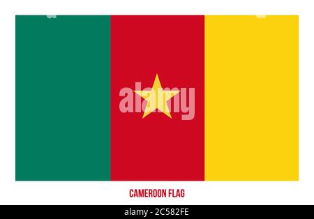 Immagine Vettore Bandiera Camerun Su Sfondo Bianco. Bandiera Nazionale Del Camerun. Illustrazione Vettoriale