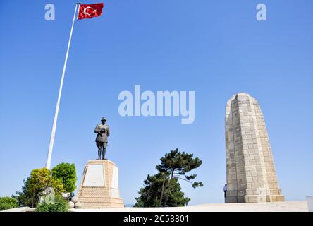 Canakkale, Turchia - 24 giugno 2011: Statua di Ataturk al memoriale della prima guerra mondiale di Chunuk Bair, Gallipoli. Foto Stock