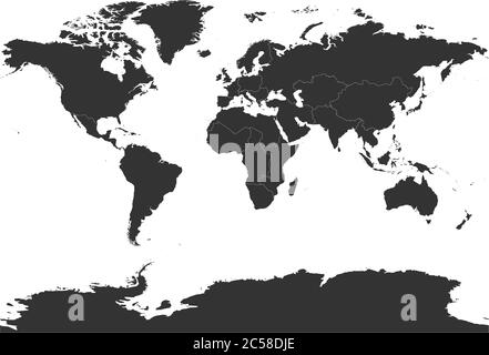 Mappa del mondo divisa in regioni. Semplice illustrazione vettoriale piatta. Illustrazione Vettoriale