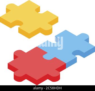 Icona puzzle di formazione aziendale, stile isometrico Illustrazione Vettoriale