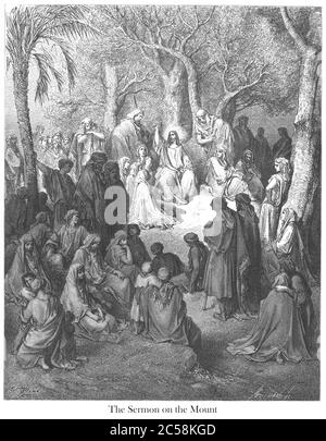 Il Sermone sulla montagna [Matteo 5:7-10] dal libro 'la Galleria della Bibbia' illustrato da Gustave Dore con memorie di Dore e Letter-press descrittivo di Talbot W. Chambers D.D. Pubblicato da Cassell & Company Limited a Londra e contemporaneamente da Mame a Tours, Francia nel 1866 Foto Stock