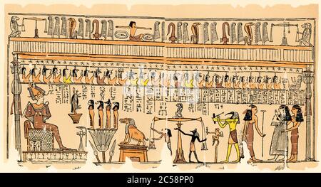 Scritto ieratico, il papiro scorre dal Libro dei morti, un antico testo funerario egiziano Foto Stock