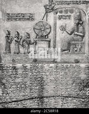 Sun God Tablet di Sippar, Impero neo-babilonese, Iraq, IX secolo a.C. Foto Stock