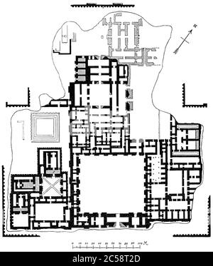Palazzo di Sargon II di Assiria a Dur-Sharrukin, Khorsbad, Iraq, ricostruito da Charles Chipiez Foto Stock