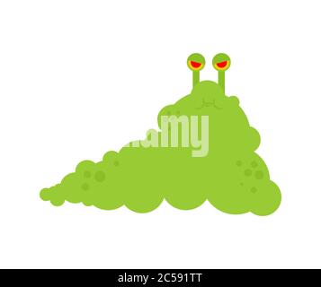 Green Slug cartone animato isolato. Illustrazione del vettore di insetto Illustrazione Vettoriale