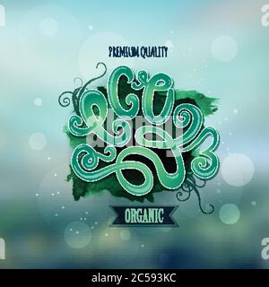 Sfondo sfocato vettoriale. Scritta Eco. Illustrazione Vettoriale