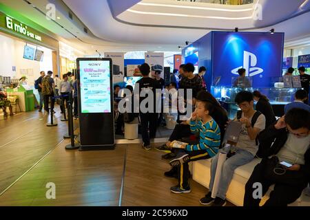 SHENZHEN, CINA - CIRCA APRILE 2019: Atmosfera al Sony Expo 2019 di Shenzhen, Cina. Foto Stock