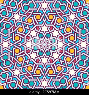 Modello moderno aggrovigliato, basato su tradizionali modelli arabici orientali. Sfondo vettoriale senza giunture. Colori semplici - facile da colorare. Illustrazione Vettoriale