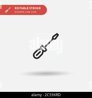 Icona semplice vettore cacciavite. Modello di disegno simbolo illustrazione per elemento UI mobile Web. Pittogramma moderno a colori perfetto su tratto modificabile. Icone di cacciaviti per il vostro progetto aziendale Illustrazione Vettoriale