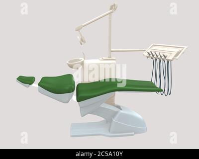 Strumento dentista e sedia dentale professionale - rendering 3d Foto Stock