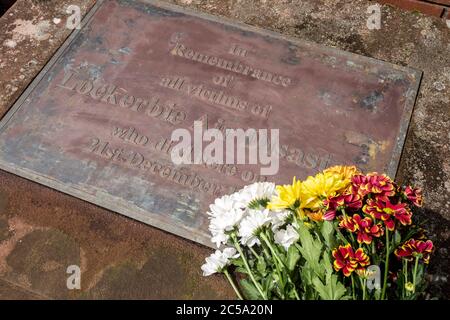 Monumento in Rosebank Crescent a Pan am volo 103 che è caduto dopo un atto di terrorismo sulla città Dumfriesshire di Lockerbie Foto Stock