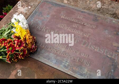 Monumento in Rosebank Crescent a Pan am volo 103 che è caduto dopo un atto di terrorismo sulla città Dumfriesshire di Lockerbie Foto Stock