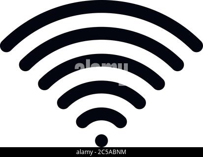 Simbolo WiFi. Segnale di connessione Internet wireless o hotspot. Delineare elementi di design moderno. Semplice segno vettoriale nero piatto con angoli arrotondati. Illustrazione Vettoriale