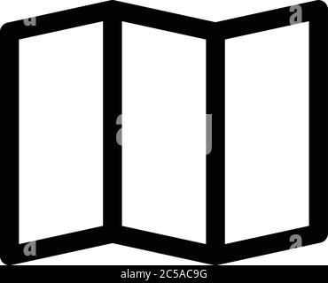 Icona della mappa della carta pieghevole. Simbolo di viaggio e pianificazione. Delineare elementi di design moderno. Semplice segno vettoriale nero piatto con angoli arrotondati. Illustrazione Vettoriale