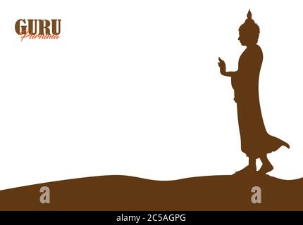 Illustrazione vettoriale della celebrazione di Guru Purnima in India e Nepal. Giorno di Vesak. Illustrazione Vettoriale