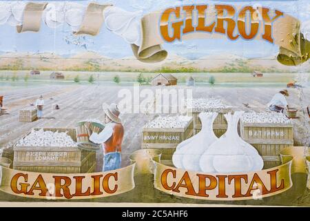 Gilroy Garlic capitale del Murale del mondo di Martin Roberson, Gilroy, California, USA Foto Stock