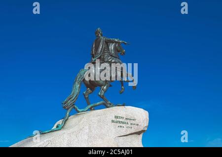 Il monumento a Pietro il primo. Bronzo Horseman. San Pietroburgo Foto Stock