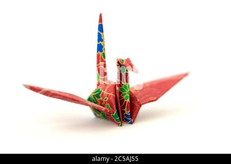 Origami giapponese gru uccello Foto Stock