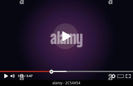 Modello di lettore video piatto per applicazioni Web e mobili. Illustrazione Vettoriale