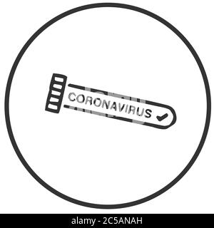 Provetta con l'icona del risultato positivo del coronavirus, illustrazione vettoriale Illustrazione Vettoriale