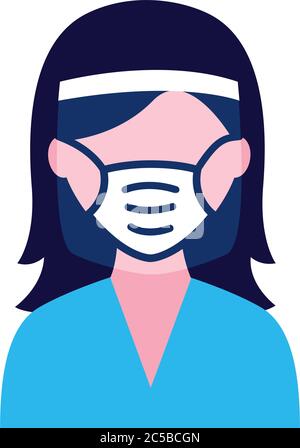 maschera medica da indossare e visiera piatta stile icona disegno vettoriale Illustrazione Vettoriale