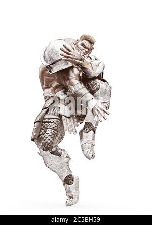 orc danza su sfondo bianco, illustrazione 3d Foto Stock