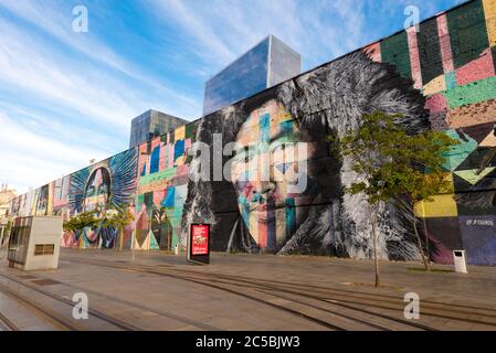 Rio de Janeiro, Brasile - 30 giugno 2020: Il Murale di Eduardo Kobra ha nominato i nativi dei 5 continenti. Arte sulla parete del Boulevard Olimpico. Foto Stock