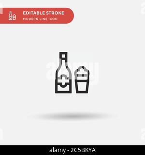 Icona semplice vettore del bicchiere per birra. Modello di disegno simbolo illustrazione per elemento UI mobile Web. Pittogramma moderno a colori perfetto su tratto modificabile. Icone della tazza per birra per il vostro progetto aziendale Illustrazione Vettoriale