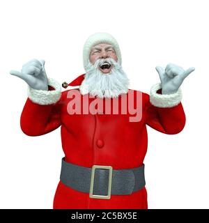 babbo natale ridendo forte, illustrazione 3d Foto Stock