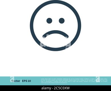 Icona Sad Emoticon modello Logo vettoriale disegno di illustrazione. EPS vettoriale 10. Illustrazione Vettoriale