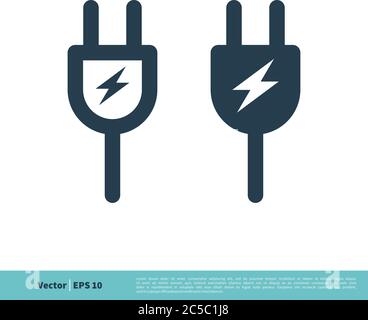 Disegno dell'illustrazione del modello del logo vettoriale dell'icona del filo di collegamento elettrico. EPS vettoriale 10. Illustrazione Vettoriale