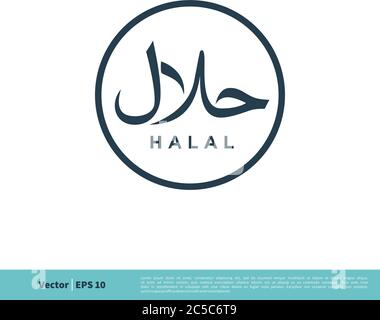 Logo grafico Halal Arabo Letter Sign icona Vector Logo Illustrazione disegno. EPS vettoriale 10. Illustrazione Vettoriale