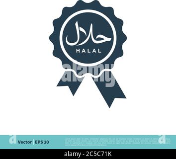 Logo grafico Halal Arabo Letter Sign icona Vector Logo Illustrazione disegno. EPS vettoriale 10. Illustrazione Vettoriale