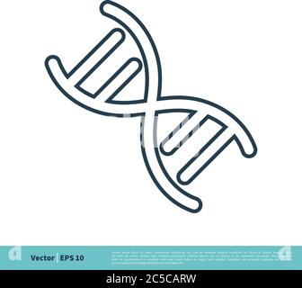 Disegno di illustrazione del modello del logo vettoriale dell'icona di DNA Helix. EPS vettoriale 10. Illustrazione Vettoriale
