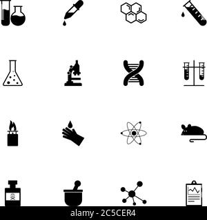 Icona chimica - consente di espandere la visualizzazione a qualsiasi dimensione - consente di modificare qualsiasi colore. Perfect Flat Vector contiene icone come microscopio, dna, topo sperimentale, esperimento Illustrazione Vettoriale